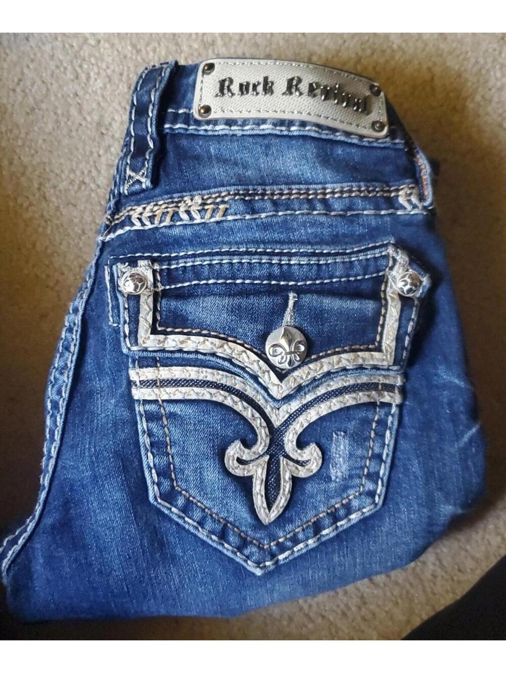 Sz 25 Rock Revival Tibbie Capri blue jeans boot